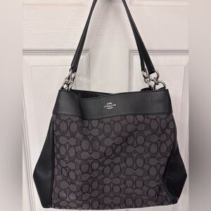 Coach Black and Gray Signature Shoulder Bag